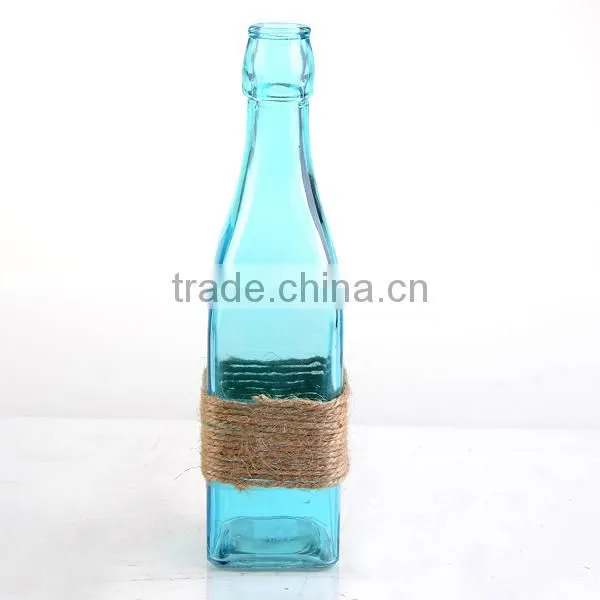 Spray Blue Square Bottle Bottom Vase & Milk Bottles photo-2