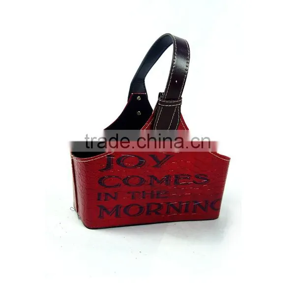 Desktop Faux Leather Magazine Holder With Buckle Handle For Home/Office/Hotel photo-2