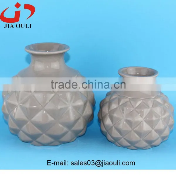 Hot Product Home Decor Glazed Grey Pineapple Shaped Ceramic Vase photo-3