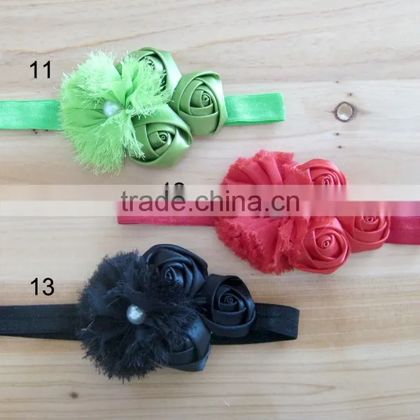 Satin Rose Flower With Pearl in Center Headband for Kids Hair Accessories photo-3