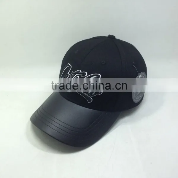 Leather Embroidery And Brim Dad Hat, Embossed Buckle , Hang Tag , Cap photo-4