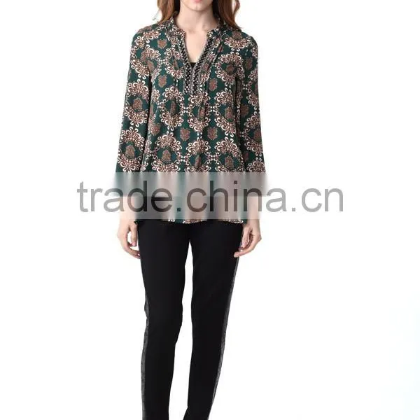 High Quality Fashion Long Sleeve Embellished Blouse for Women photo-2