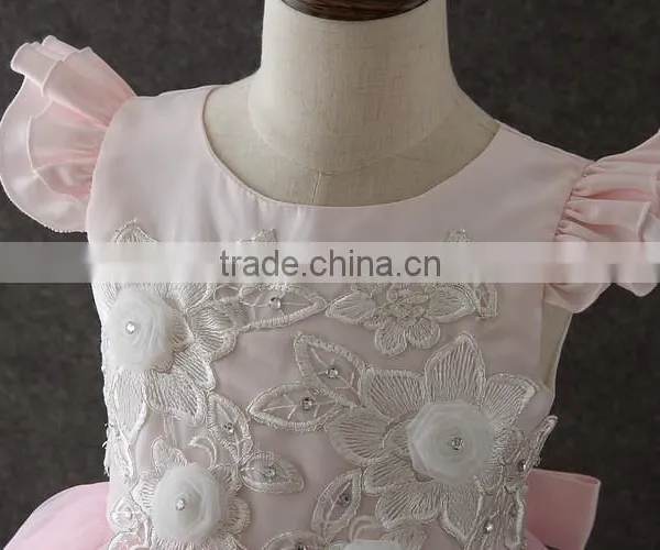 High Quality Boutique Girl Clothing Embroidery Flower Elegant Pink Fluffy Tulle Sleeveless Party Dresses Shiny Performance Dress photo-4
