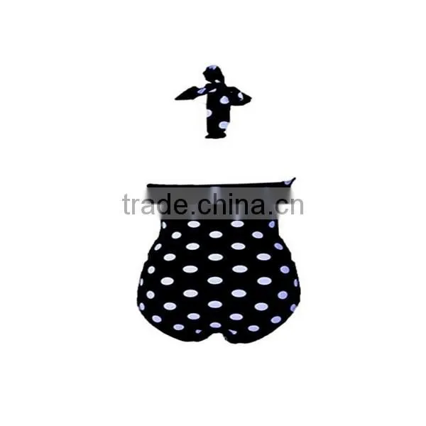 Vintage Floral Print White Polka Black One Piece Bathing Suits photo-4