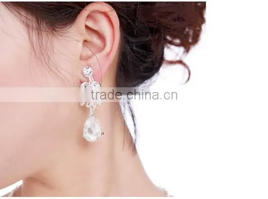 Zm33254a Beautiful Women Drop Earrings Simple Bridal Necklace Jewelry Set photo-6