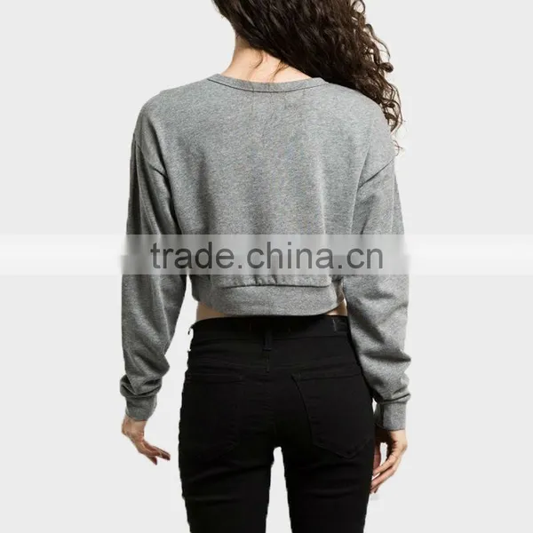 Women Wear Cropped Long Sleeve Crew Neck Sweater for Ladies photo-2