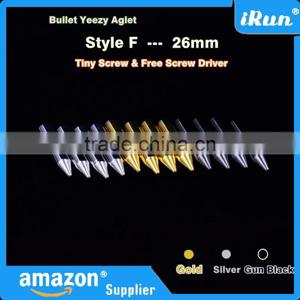 (MOQ:100pcs) 26mm Yeezy Shoelaces Metal Bullet Endings - DIY Shoelace Accessories in Gold&Silver&Gun Black - Accept Custom photo-2