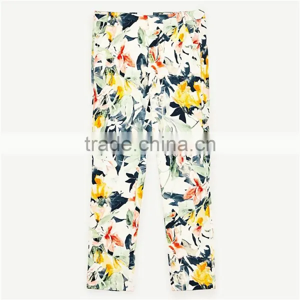 Custom Design Female Fitted Cotton Multicoloured Floral Dress Pants photo-6