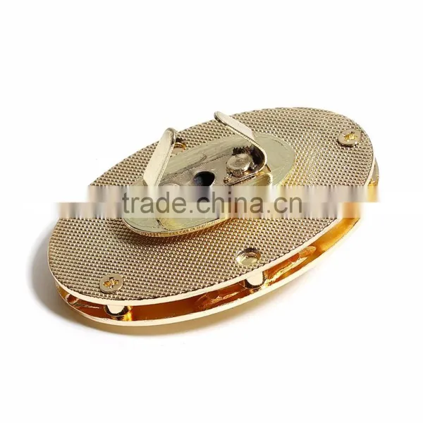 Zinc Based Alloy Purse Twist Turn Lock Gold Plated 55mm(2 1/8") x 36mm(1 3/8"), 1 Set photo-3