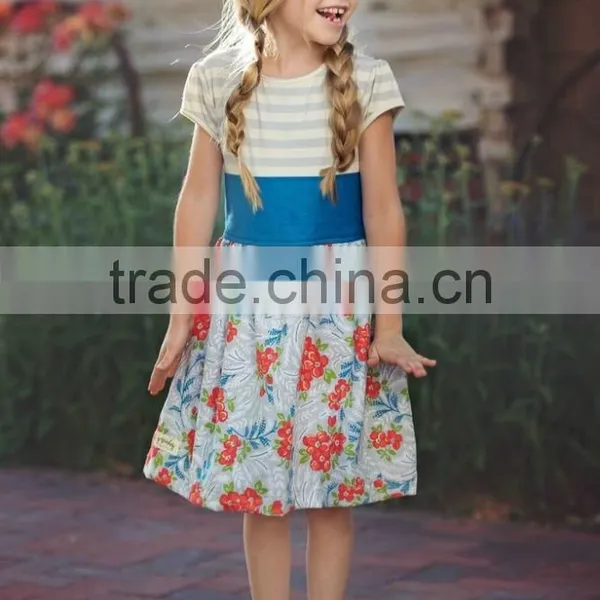 Summer 2017 Remake Cute Baby Girls Dress Multicolors Splicing Floral Clothing photo-4