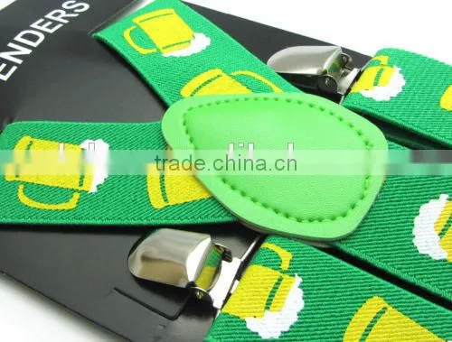 Women's/Men's Adjustable Clip-on Unisex 3.5cm Suspenders Green Yellow Deutsch Wein Und Bier-Festivals 2016 photo-2