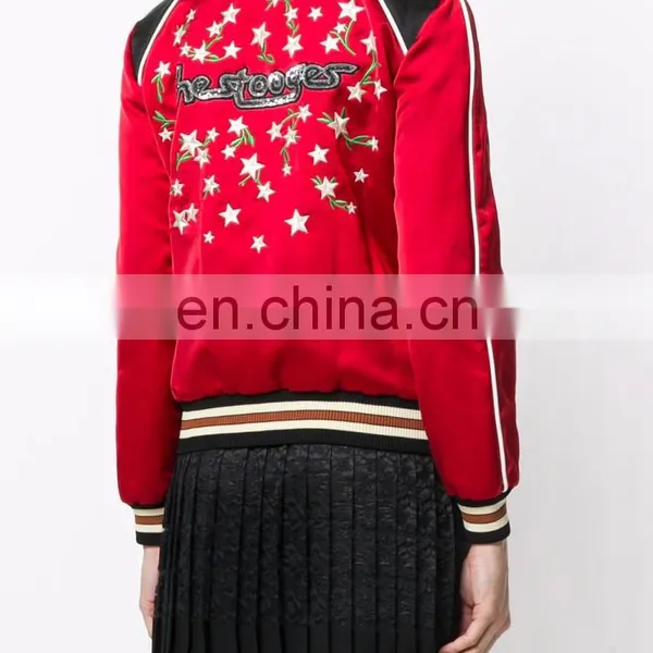 Women's Classic Stand Collar Button Up Embroidered Star Jacket photo-4