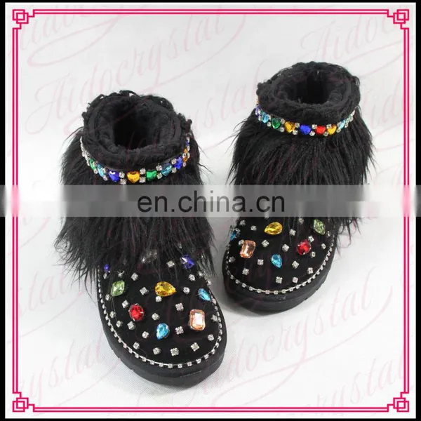 Aidocrystal 2017 New Design Fashion Women Winter Warm Ankle Rhinestone Snow Boots With Fur photo-4