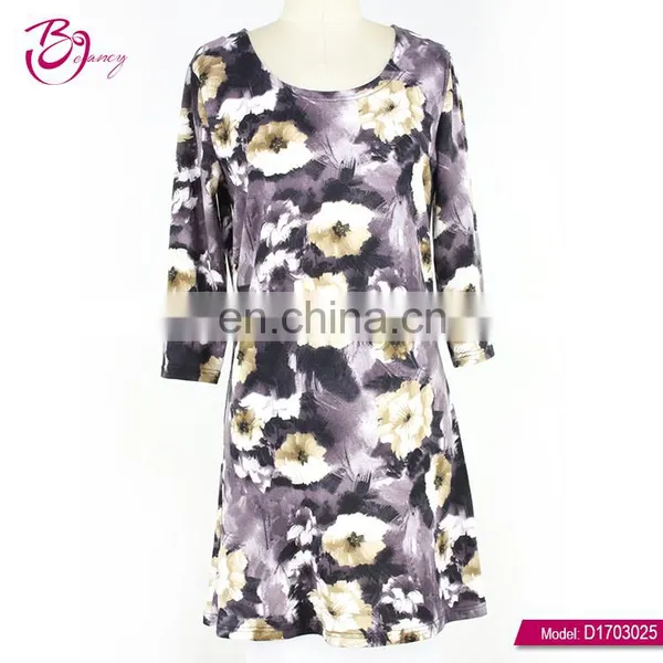 Round Neck Latest Fashion Floral Elegant Dresses For Women photo-2