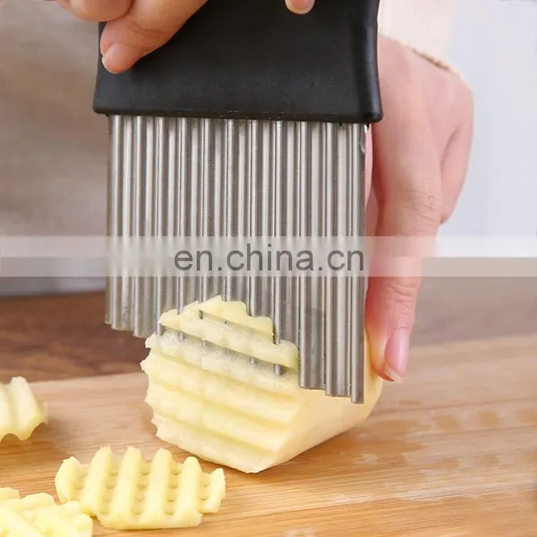Hot Selling Cooking Tool Plastic Handle Stainless Steel Sharp Blade Ripple Potato Chip Potato Slicer Potato Cutter Knife photo-3