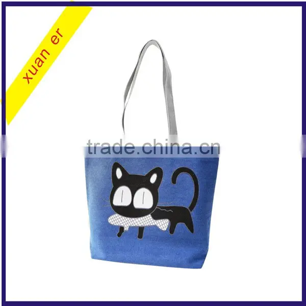 Fashion Cartoon Animals Custom Cat Printed Canvas Messenger Handbags photo-4