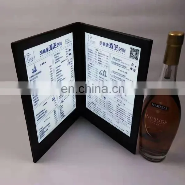 White Color Rechargeable Magnetic Acrylic Leather Material Restaurant Hotel Double Side Lighting LED Menu photo-2