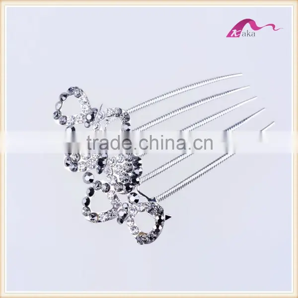 Top Quality Wedding Headwear Twinkle Crystal Bowknot Hair Combs For Women Hair Ornament photo-2