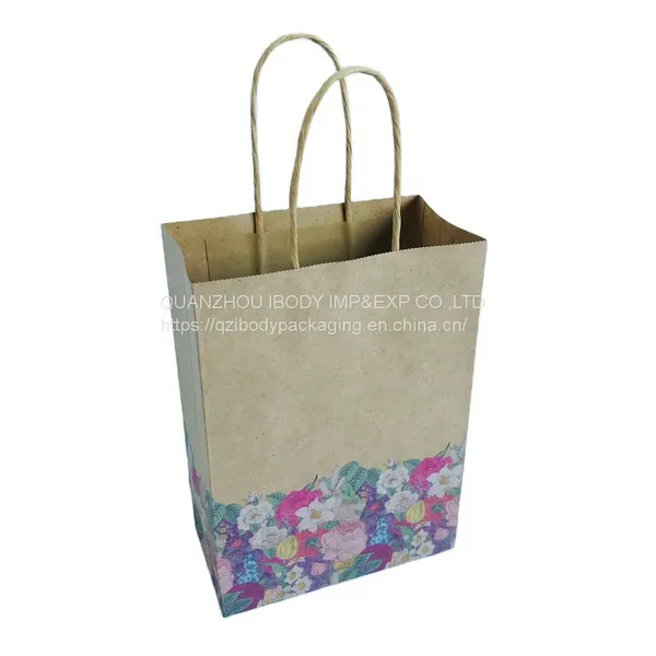 High Quality Kraft Paper Gift Kraft Paper Shopping Bag With Twist Handle