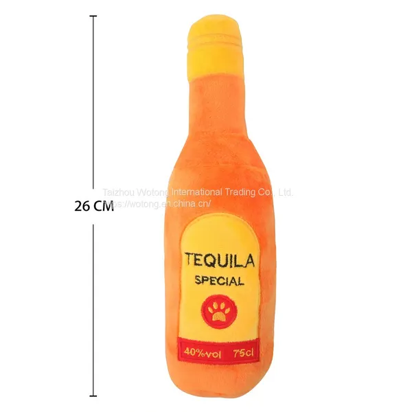 Wholesale Custom Eco Friendly Iq Training Plush Stuffed Whisky Bottle Shaped Squeaky Interactive Pet Toys Dog Chew Toys photo-3
