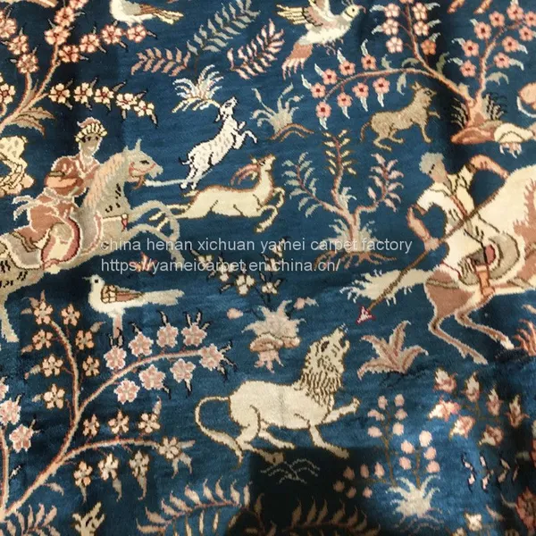 Yamei Lagend Hunting Scenery Handmade Silk Persian Rug and Tapestry for Sale photo-2