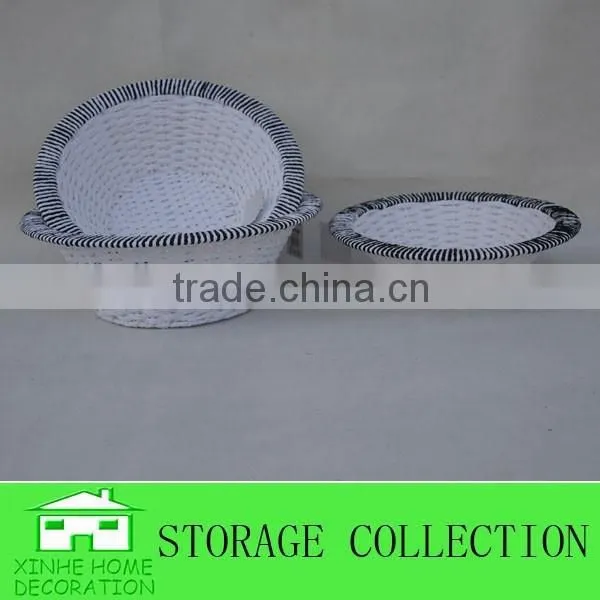 Set of 3 Bowl Shape Handmade Paper Rope Woven Basket photo-2