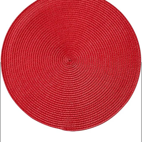 4 Pack Red Round Place Mats Pot Holders Wicker Tablemats Boho Braided Heat Resistant Mats, Plate Chargers for Table photo-2
