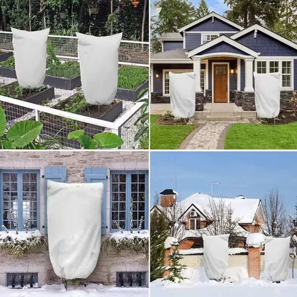 Non Woven Frost Protection Cover With Drawstring for Winter Plant Protection photo-3