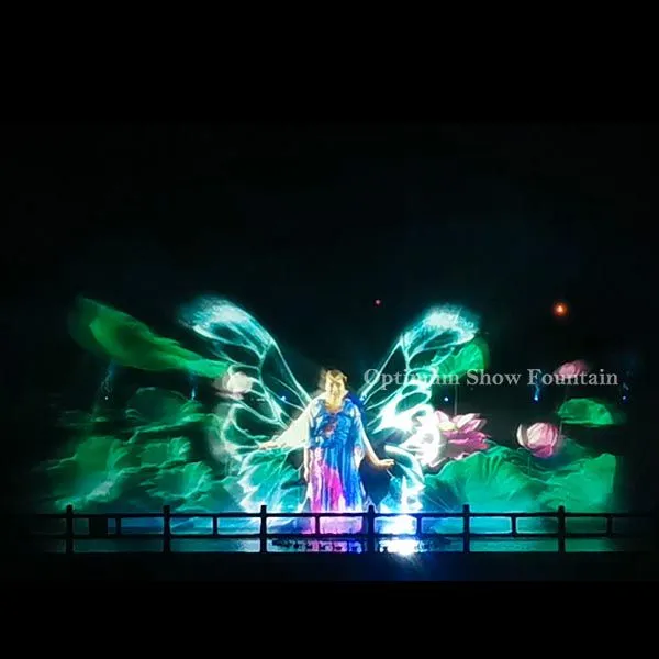 India Dal Lake Stainless Steel Laser Projection Water Fountain Movie Screen Feature Multicolored LED Light DMX512 For Events