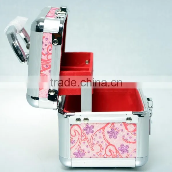 AN171ANPHY Small Jewelry Case Suitcase Flannelette Setting Mirror Aluminum Makeup Box Treasure Box 14*10*10cm 300g Customize OK photo-2