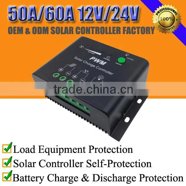 50A/60A 12V/24V Automatic Solar Panel Power Charge Regulator With ON/OFF Swtich of the Load