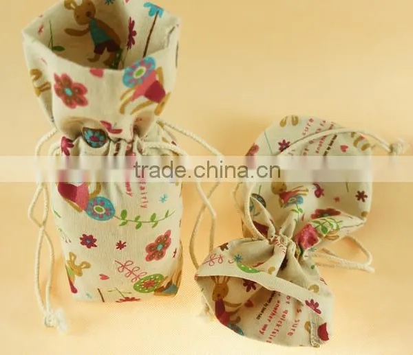 Fashion Printing Jute Drawstring Bag for 1 Bottle photo-2
