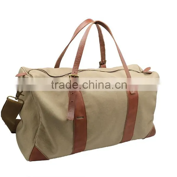 Luggage Duffle Bag Leather Vintage Military Canvas Travel Bags photo-5
