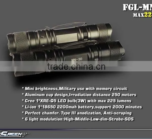 18650 Battery Hard Anodizing Q5 EDC Military Led Mini Torch photo-2