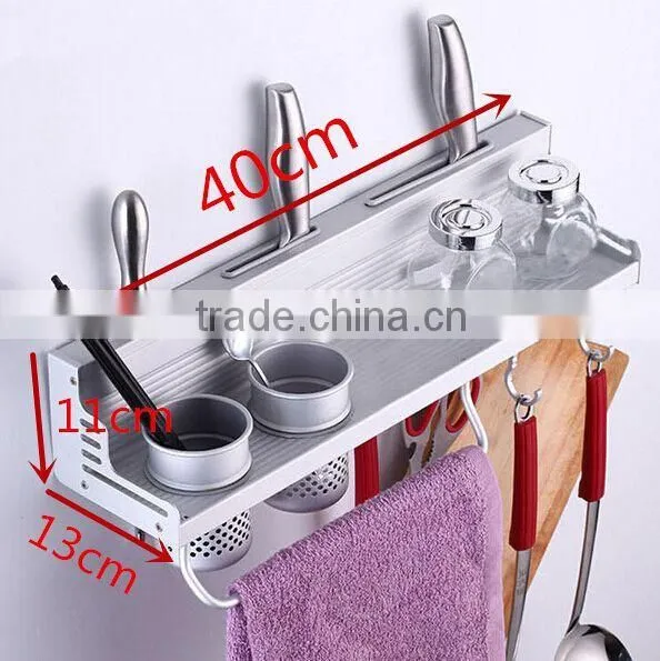 Kitchen Shelf Rack Wall Shelf With 2 Cups 40cm Storage Rack Sauce Bottle Spice Tool Holder for Kitchen Seasoning Sooktops Shelf photo-3