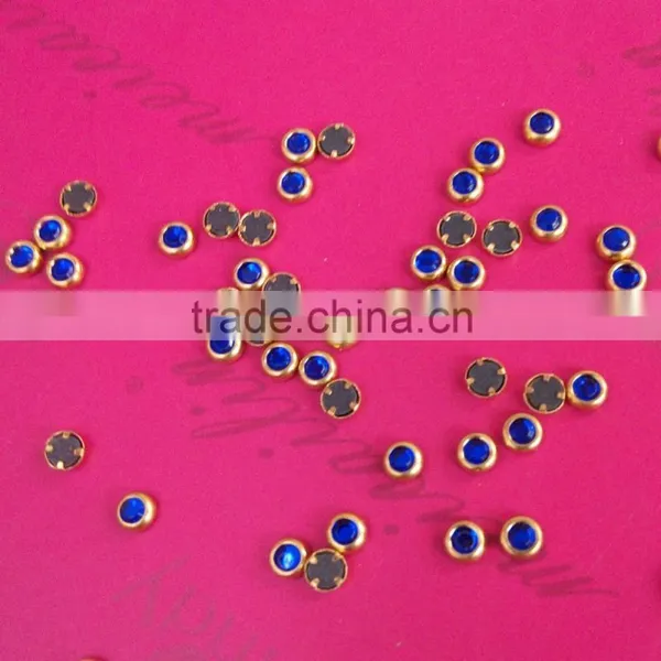 500pcs 3mm Glass Gems Stone Nail Jewelry With Gold Metal Ring photo-6