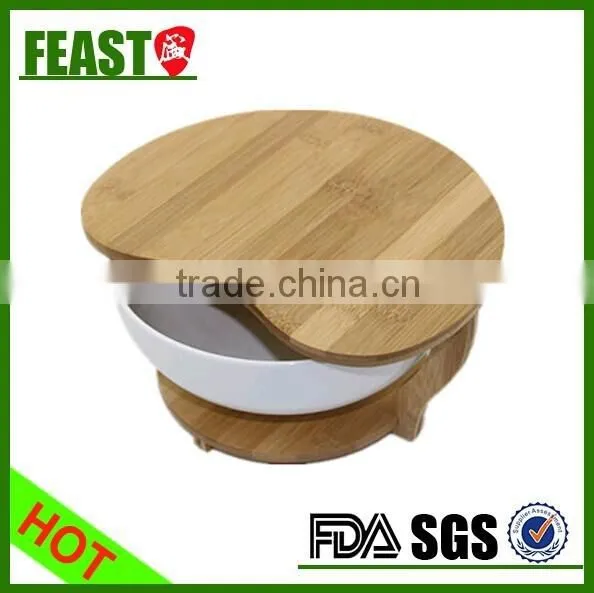 Food Use and Eco-Friendly Feature Ceramic Salad Bowl With Bamboo Shelf Food Storage Bowl 2015 HOT SELLING Salad Bowl photo-2
