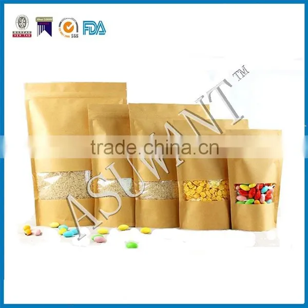 High Quality Customized Recycle Stand up Kraft Paper Bag/brown Paper Zipper Bag for Nuts photo-4