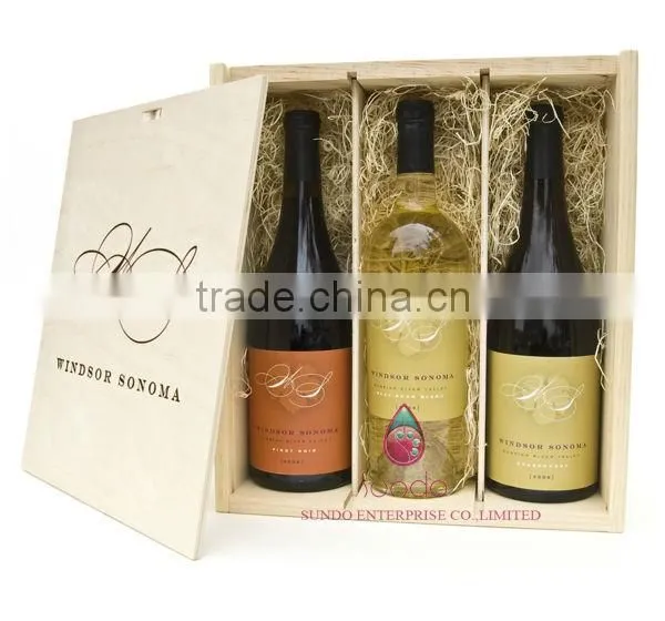 Customized 3 Bottle Wine Box by Real Wood
