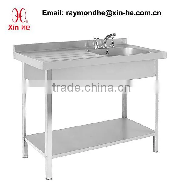 Europe Commercial Kitchen Catering Sink Scullery Basin With Splashback, Portable Stainless Steel Compartment Sink for Restaurant photo-5