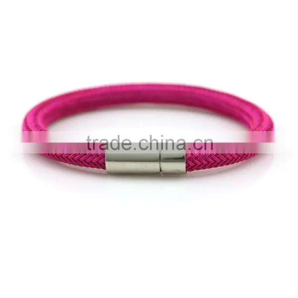 2015 Rose Red Leather Bracelet With Stainless Steel Wholesale photo-3