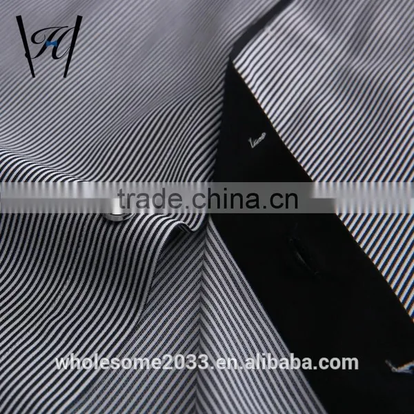 Black and White Striped Discount Button Mens Dress Shirts photo-6