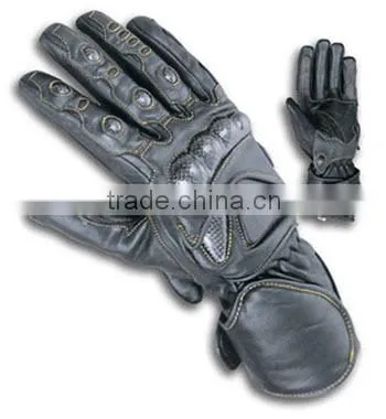 Leather Gloves Motor Bike Cycle Leather Gloves Full Black