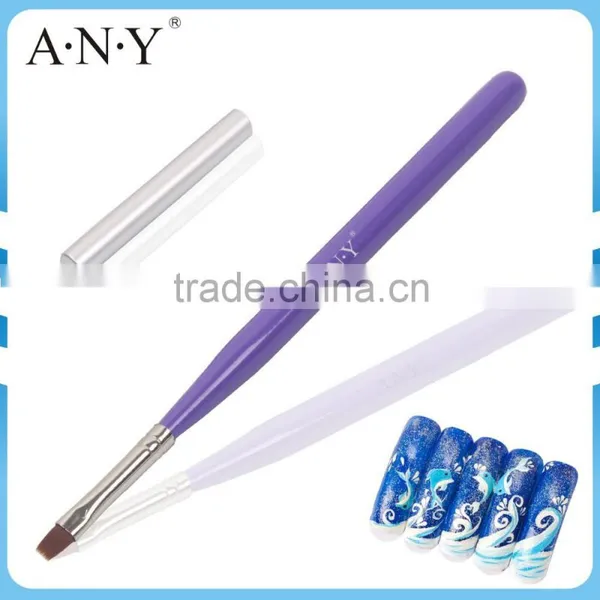 ANY Nail Art Salon High Quality UV Gel Nail Painting Wooden Nail Brush With Cap