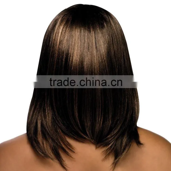 100% Straight Lace Wig Brazilian Hair, Full Lace Wig With Bangs for Black Women photo-5