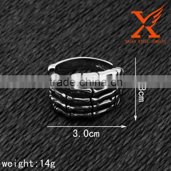 In Stock Superman Simple Design Striation Skeleton Hands Skull Finger Stainless Steel Rings photo-2