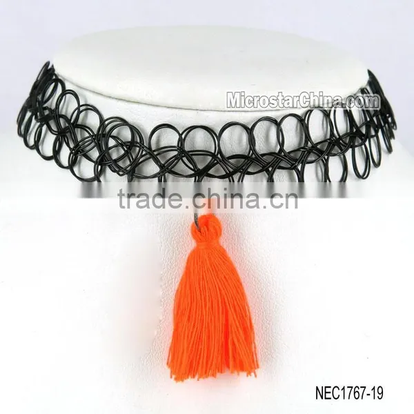 DIY Black Sexy Hippy Tribal Gypsy Boho Stretch Tattoo Henna Tassel Choker Necklace photo-2