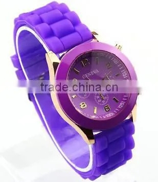 2014 popular silicone band plastic case automatic watches