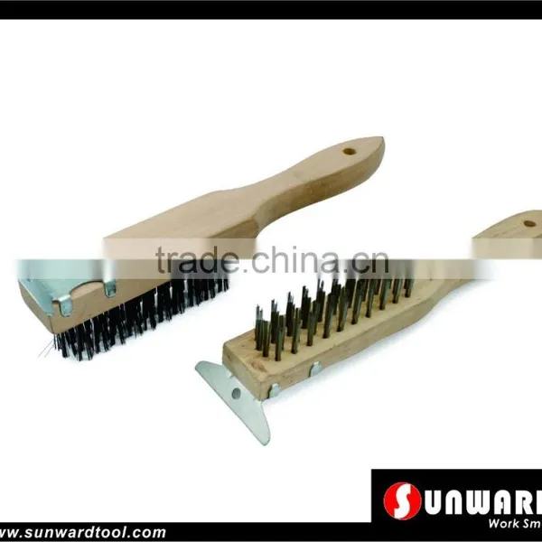 Wooden Handle Wire Brush 4X11Row