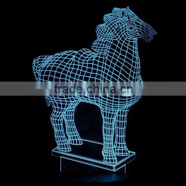 3D Optical Night Light Horse 7 RGB Light Colors 10 LEDs AA Battery or DC 5V Mixed Lot photo-3